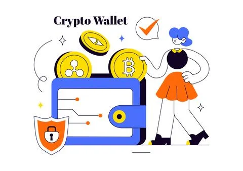 Crypto Wallet Illustration Featuring Digital Asset Security, Cryptocurrency.. 스톡 일러스트