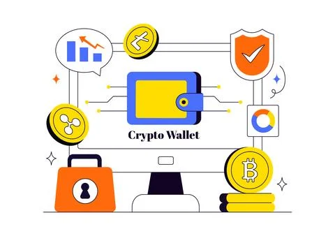 Crypto Wallet Illustration Featuring Digital Asset Security, Cryptocurrency.. 스톡 일러스트