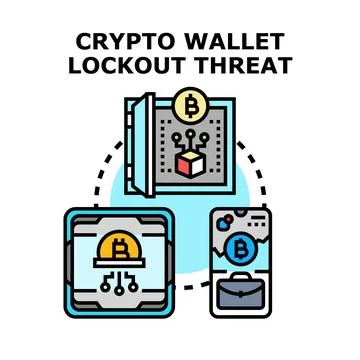 Crypto wallet lockout threat warning digital currency Illustrazione stock