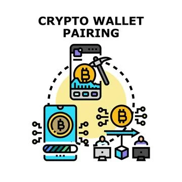 Crypto wallet pairing and blockchain technology concept Stock Illustration
