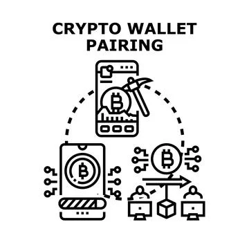 Crypto wallet pairing and blockchain technology concept Stock Illustration