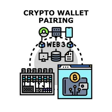 Crypto wallet pairing web3 decentralized financial technology 스톡 일러스트
