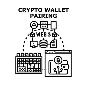 Crypto wallet pairing web3 decentralized financial technology Stock Illustration