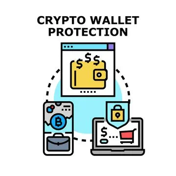 Crypto wallet protection securing digital financial assets Stock Illustration