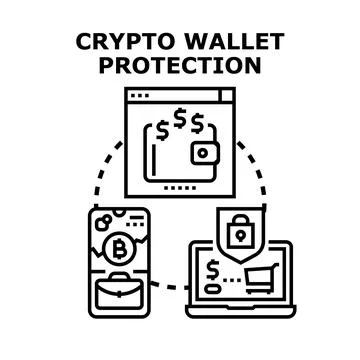 Crypto wallet protection securing digital financial assets Stock Illustration