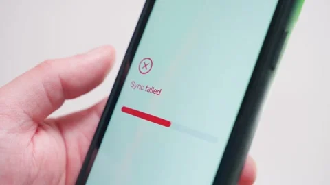 Crypto wallet syncing progress on smartphone screen. Sync failed error appears Stock Footage 342940452