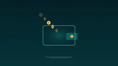 Crypto wallet tokens transfer turquoise concept loop Stock Footage 342616630