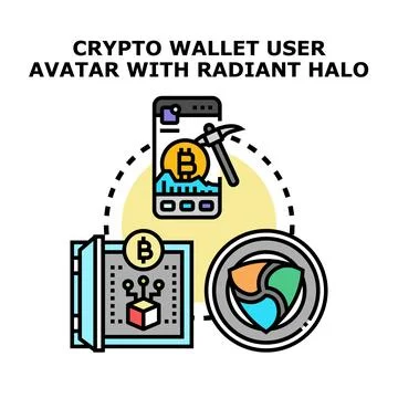 Crypto wallet user avatar with radiant halo Stock Illustration