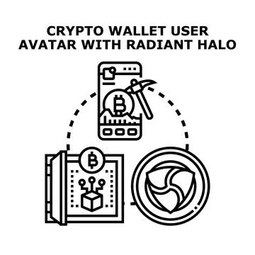 Crypto wallet user avatar with radiant halo Stock Illustration