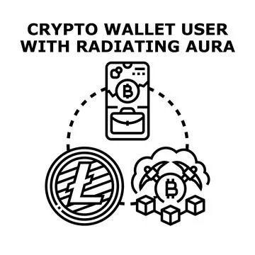 Crypto wallet user managing digital currency in decentralized system Stock Illustration