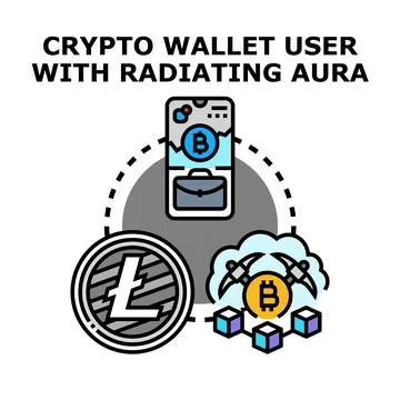 Crypto wallet user managing digital currency in decentralized system Stock Illustration