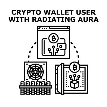 Crypto wallet user securing digital assets blockchain technology Stock Illustration