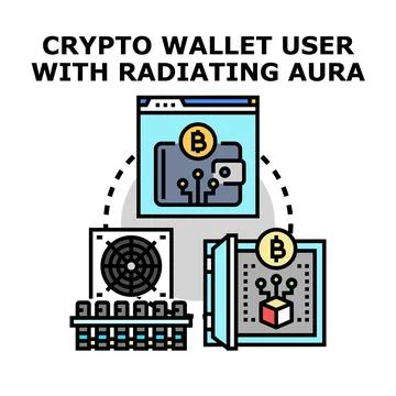 Crypto wallet user securing digital assets blockchain technology Stock Illustration