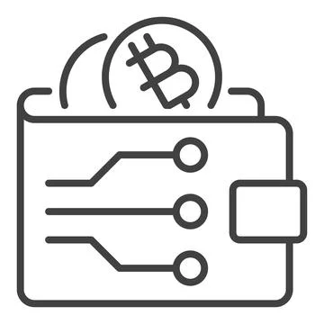 Crypto Wallet vector Decentralized Cryptocurrency thin line icon or symbol Stock Illustration