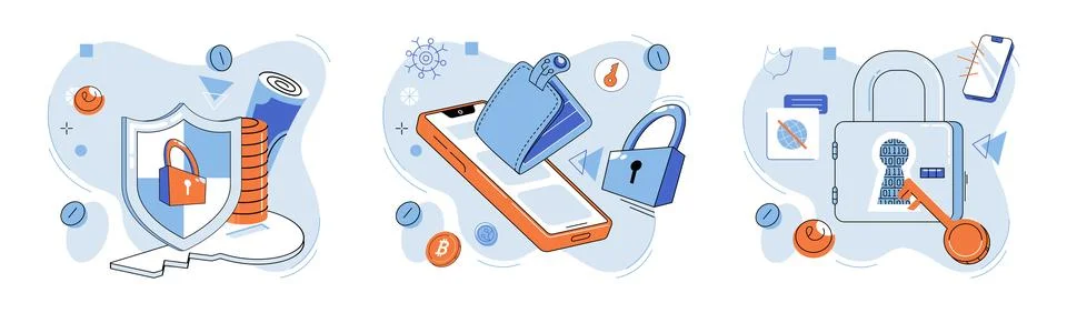 Crypto wallet. Web based digital wallets have simplified online financial Stock Illustration