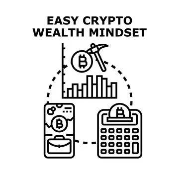 Crypto wealth mindset concept with digital currency investment Stock Illustration