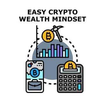 Crypto wealth mindset concept with digital currency investment Stock Illustration
