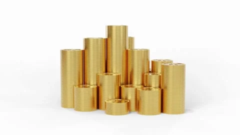 Cryptocoins Pile Stash Orbit Seamless Loop 4K Background video Many shiny gold Vídeos de archivo 334027993