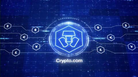 Crypto.com animated logo. Crypto animation. Cronos currency animation intro Stock Footage 201902240
