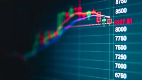 Cryptocurrancy price changing chart Stock Illustration