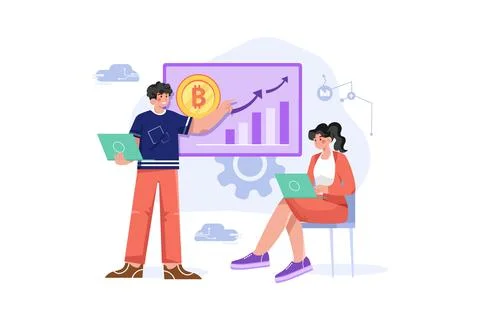 Cryptocurrencies develop illustration concept Stock Illustration