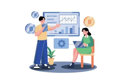 Cryptocurrencies Develop Illustration concept on white background 스톡 일러스트