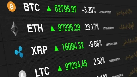 Cryptocurrencies digital money value going up and down Stock Footage 84479289