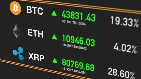 Cryptocurrencies digital money value going up and down Stock Footage 84479322