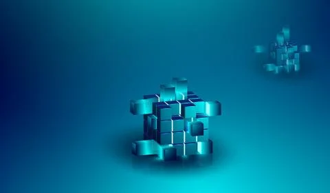 Cryptocurrency 3D isometric concept, Blockchain concept banner 스톡 일러스트