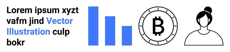 Cryptocurrency Analysis with Data Visualization and User Profile Icons Illustrazione stock