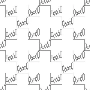 Cryptocurrency analysis vector thin line seamless pattern イラスト素材