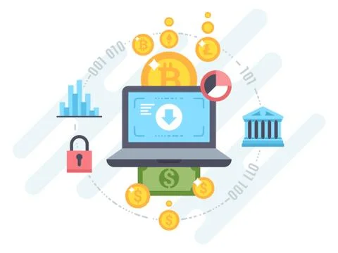 Cryptocurrency and blockchain Stock Illustration