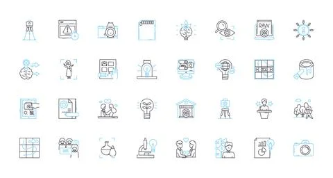 Cryptocurrency and blockchain linear icons set. Bitcoin, Ethereum, Blockchain Stock Illustration