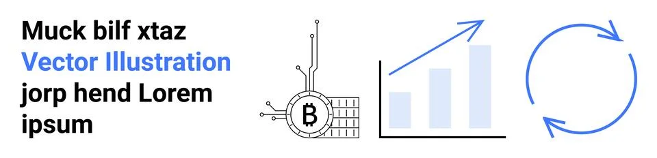 Cryptocurrency and Blockchain Technology with Data Analytics and Growth Chart Illustrazione stock