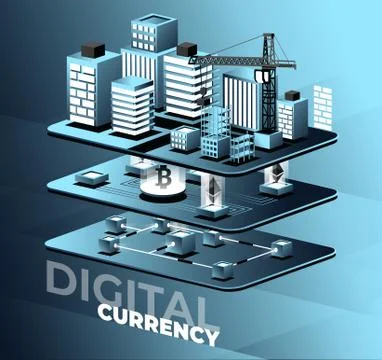 Cryptocurrency and blockchain vector illustration Stock Illustration