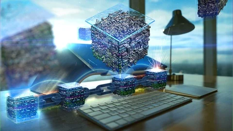 Cryptocurrency and Office background concept 4K Stock Footage 85865929