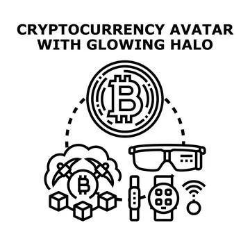 Cryptocurrency avatar concept with blockchain technology elements 스톡 일러스트
