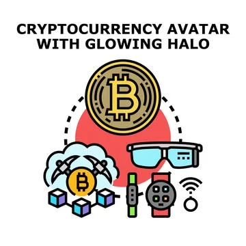 Cryptocurrency avatar concept with blockchain technology elements 스톡 일러스트