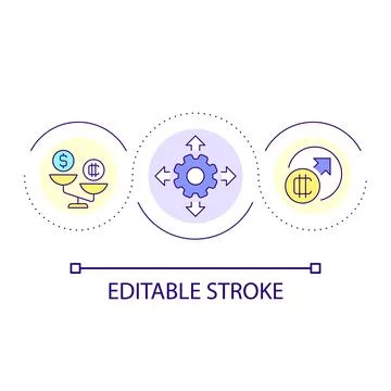 Cryptocurrency benefits loop concept icon Ilustración de archivo