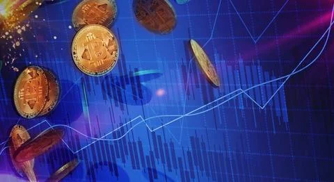 The cryptocurrency bitcoin 3d rendering for business content. Stock Illustration