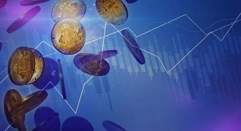 The cryptocurrency bitcoin 3d rendering for business content. Stock Illustration