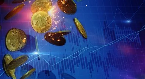 The cryptocurrency bitcoin 3d rendering for business content. Stock Illustration