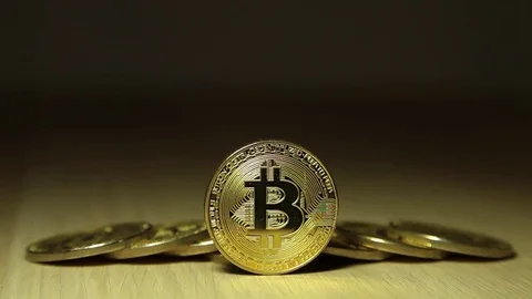 Cryptocurrency Bitcoin. BTC. Bit Coins Stock Footage 83213433