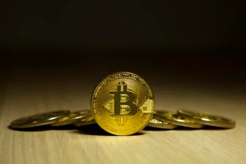 Cryptocurrency Bitcoin. BTC. Bit Coins Stock Photos