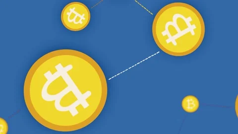 Cryptocurrency, bitcoin. BTC, BitCoin. Blockchain technology, spinning animation Stock Footage 237872321