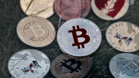 Cryptocurrency bitcoin coin Stock Photos