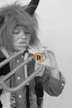 Cryptocurrency bitcoin coin. Stock Photos