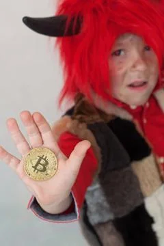 Cryptocurrency bitcoin coin. Stock Photos