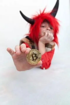 Cryptocurrency bitcoin coin. Stock Photos