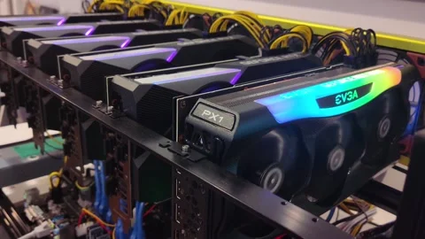 Cryptocurrency Bitcoin Ethereum MINING Stock Footage 163843749